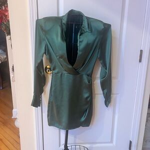 Elegant Satin Mini Dress in Green